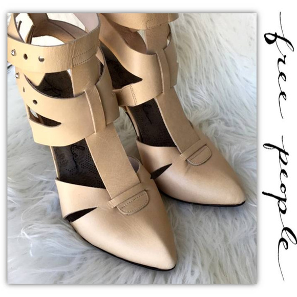 Free People Shoes - 🌱FREE People Strappy Cream Leather Heels NWOT🌱